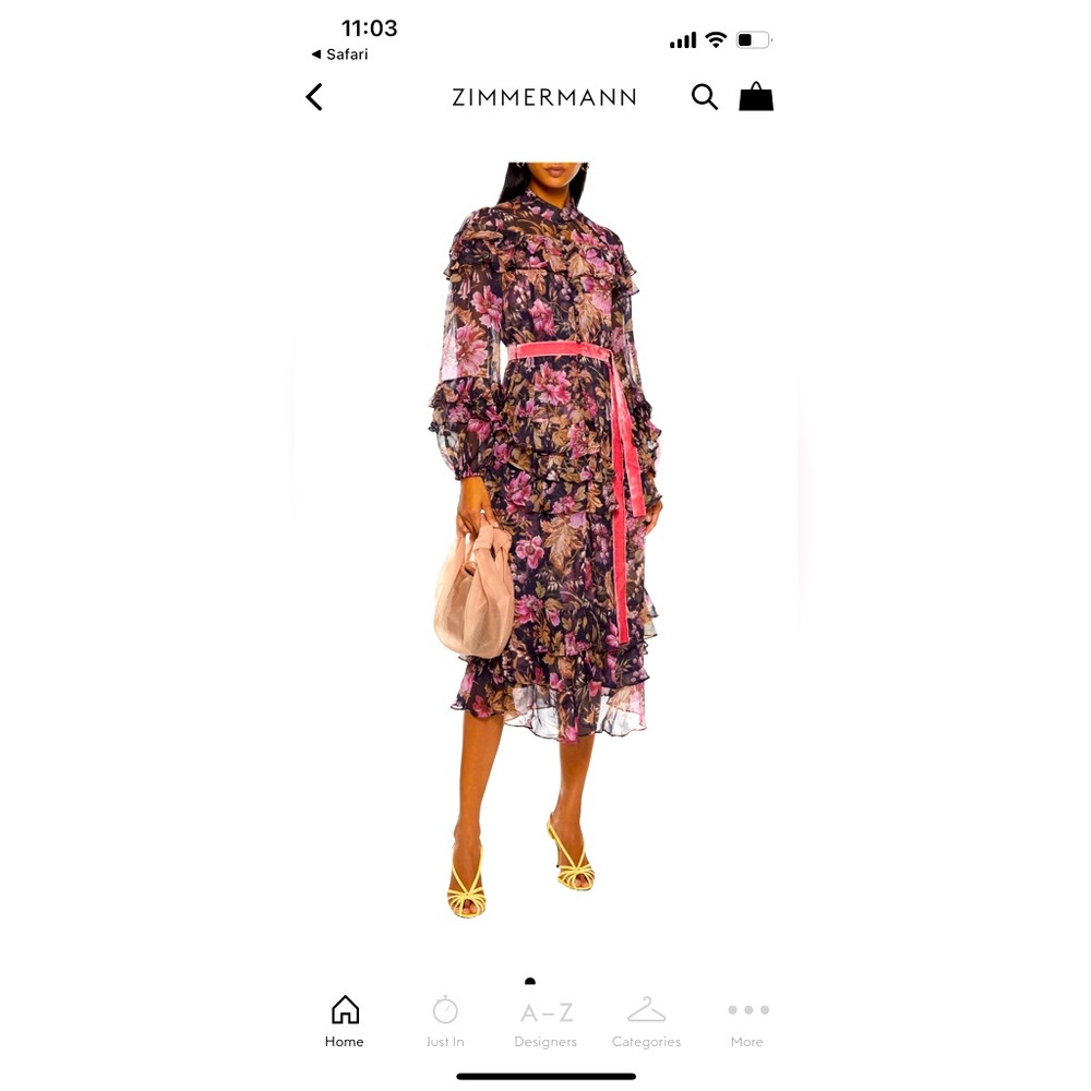 ZIMMERMANN Lucky Silk Chiffon Purple Ruffle Dress 1 $1,350